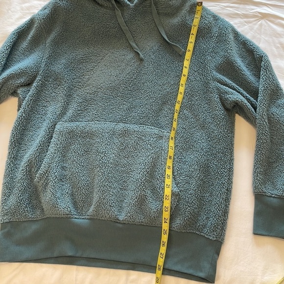 SO Soft Women’s LG Sherpa Hooded Pullover Sweatshirt w Pocket Leisure Cozy Green - Picture 8 of 9